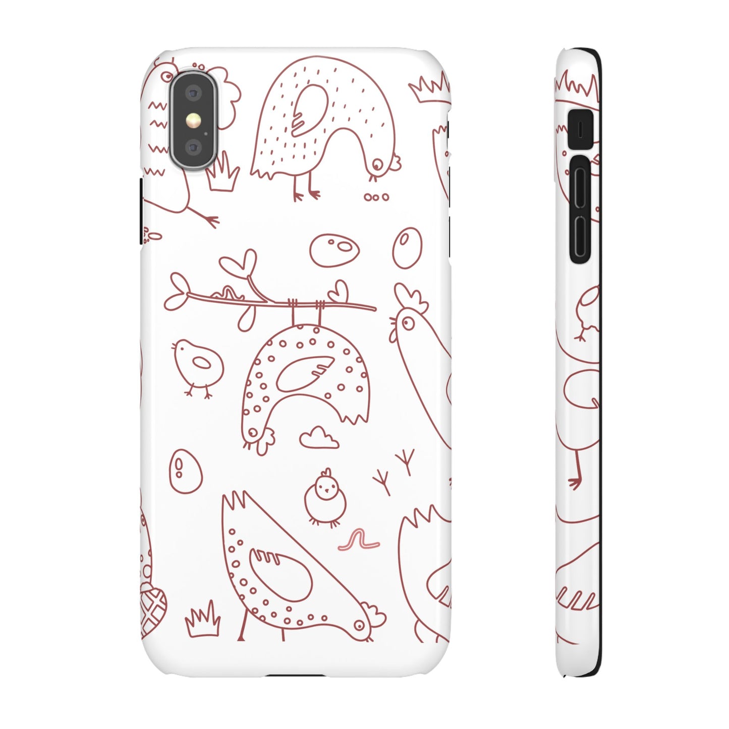 Whimsical Farmhouse Snap Cases, Cute Animal Phone Case, Chicken Design, Funny Gift for Bird Lovers, Quirky Art Mobile Cover