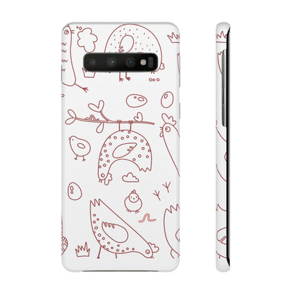 Whimsical Farmhouse Snap Cases, Cute Animal Phone Case, Chicken Design, Funny Gift for Bird Lovers, Quirky Art Mobile Cover
