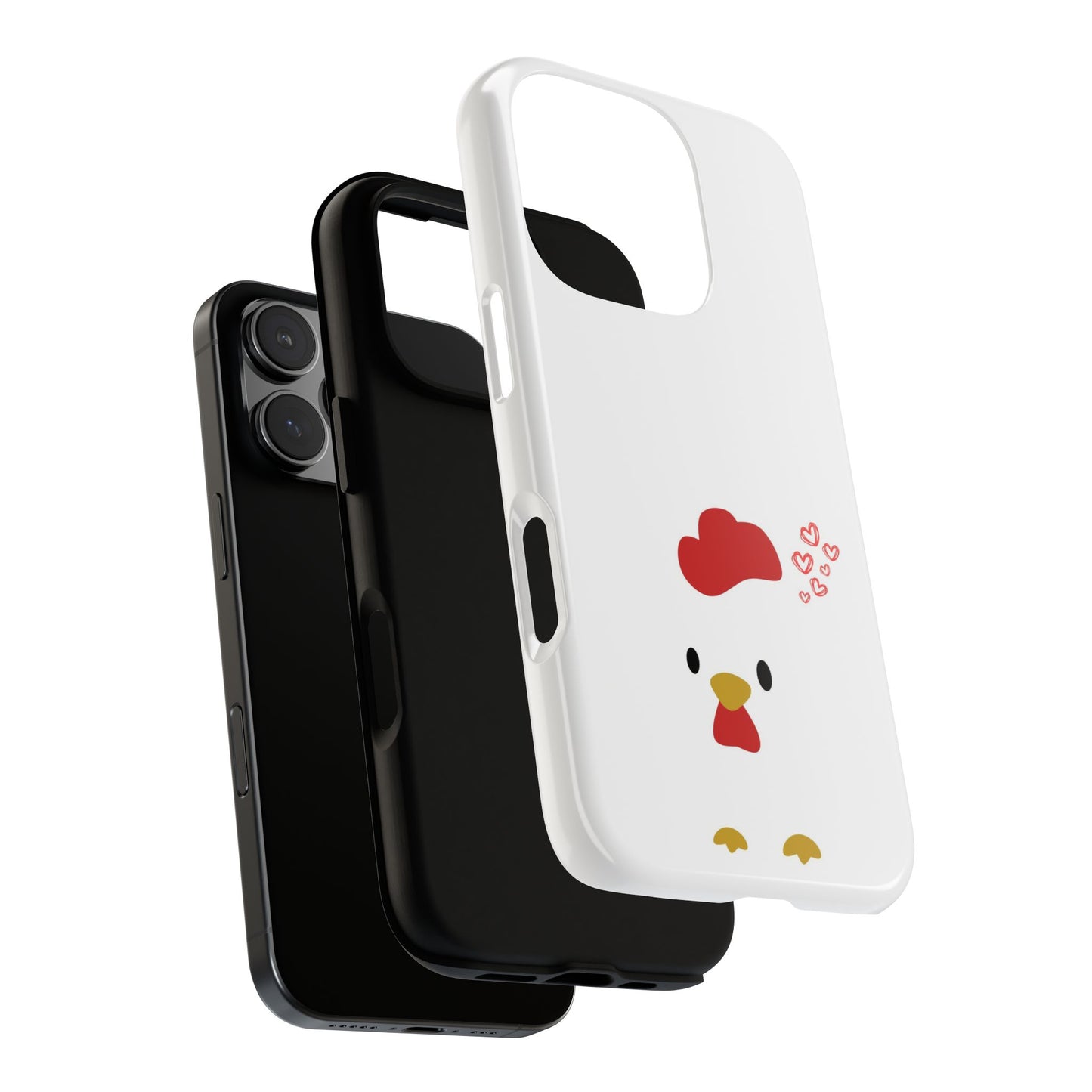 Cute Chicken Phone Case, Tough Cases for Animal Lovers, Valentine's Gift, Farmhouse Decor, Unique Mobile Accessories, Heart Design