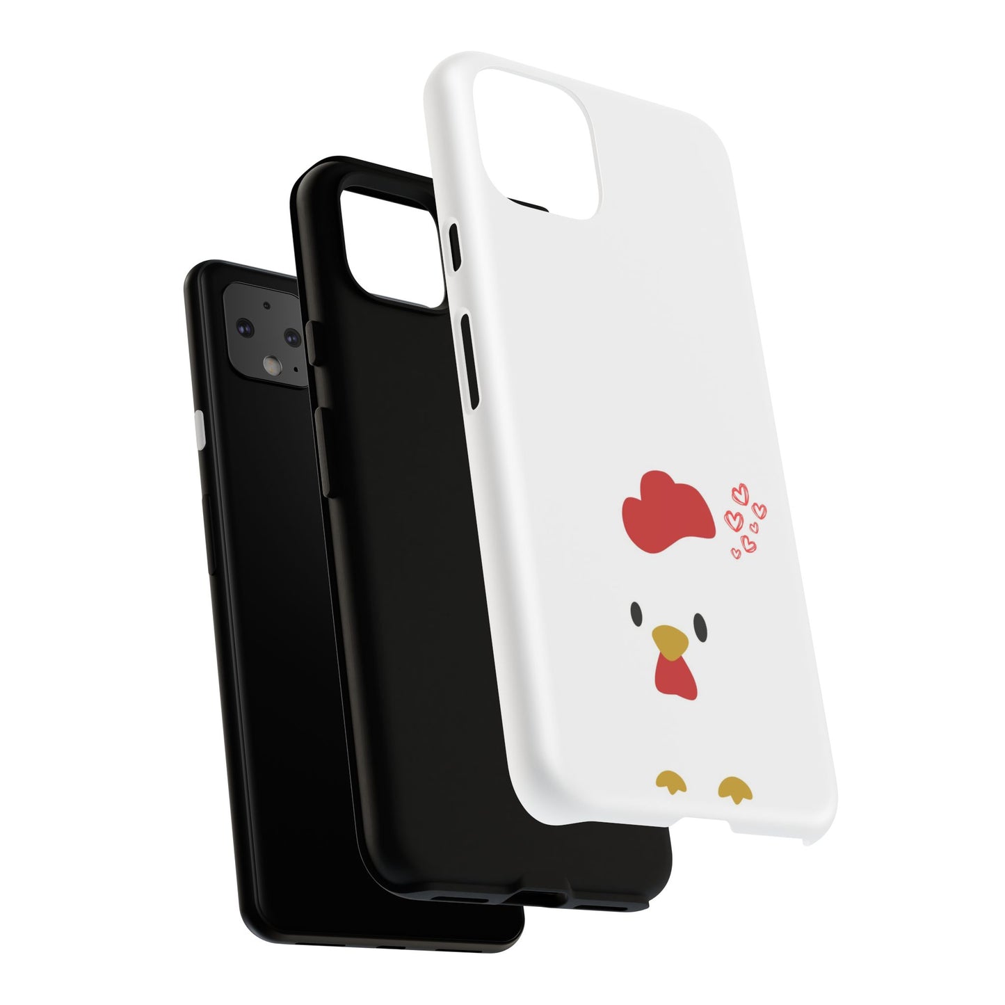 Cute Chicken Phone Case, Tough Cases for Animal Lovers, Valentine's Gift, Farmhouse Decor, Unique Mobile Accessories, Heart Design