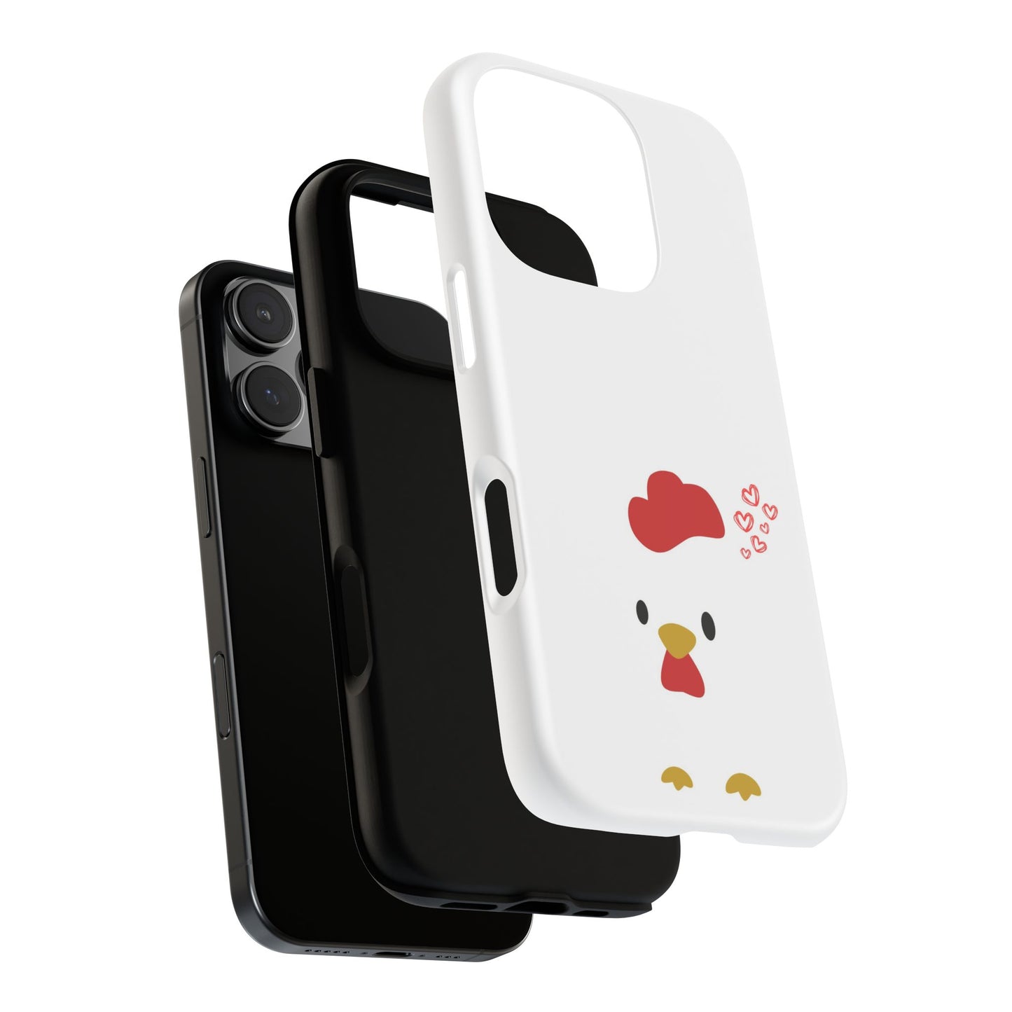 Cute Chicken Phone Case, Tough Cases for Animal Lovers, Valentine's Gift, Farmhouse Decor, Unique Mobile Accessories, Heart Design