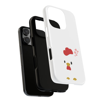 Cute Chicken Phone Case, Tough Cases for Animal Lovers, Valentine's Gift, Farmhouse Decor, Unique Mobile Accessories, Heart Design