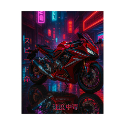 Affiche verticale mate néon moto 650r - Speed ​​&amp; Velocity Art