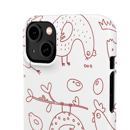 Whimsical Farmhouse Snap Cases, Cute Animal Phone Case, Chicken Design, Funny Gift for Bird Lovers, Quirky Art Mobile Cover