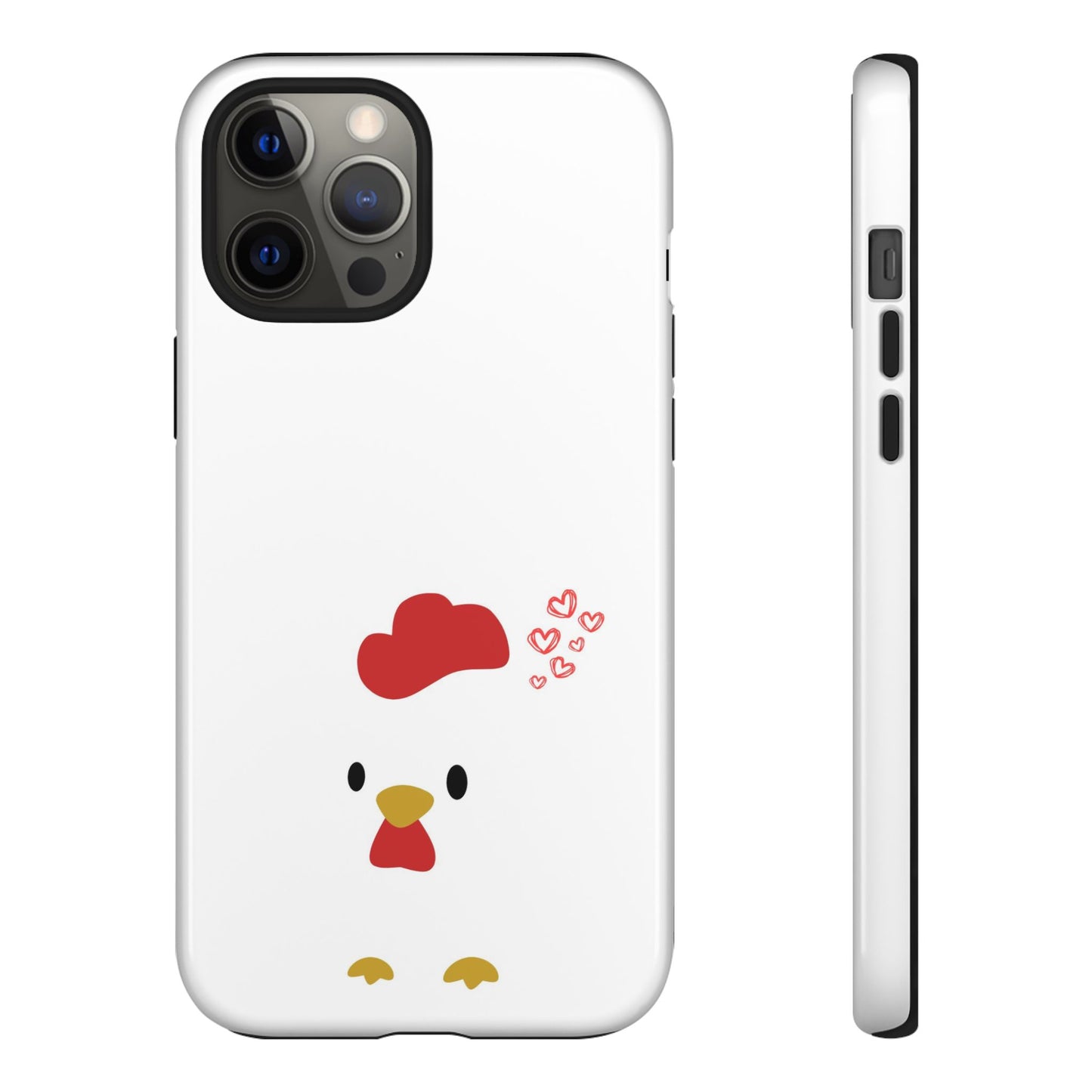 Cute Chicken Phone Case, Tough Cases for Animal Lovers, Valentine's Gift, Farmhouse Decor, Unique Mobile Accessories, Heart Design