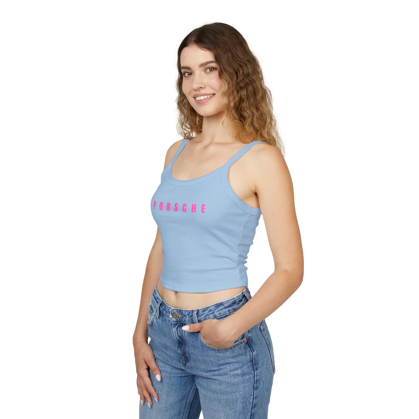 Pink Porsche Women's Spaghetti Strap Top, Porsche Top für Sommer, Auto-Liebhaber, Car Enthusiast Gift, Casual Summer Tank, Automotive