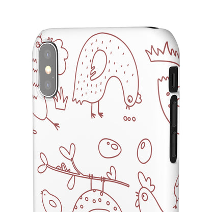 Whimsical Farmhouse Snap Cases, Cute Animal Phone Case, Chicken Design, Funny Gift for Bird Lovers, Quirky Art Mobile Cover