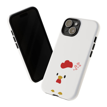 Cute Chicken Phone Case, Tough Cases for Animal Lovers, Valentine's Gift, Farmhouse Decor, Unique Mobile Accessories, Heart Design
