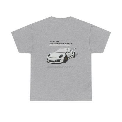 Performance intemporelle, Porsche, T-shirt unisexe en coton épais, T-shirt pour passionné d'automobile, Cadeau automobile, Vêtements de sport automobile, Tenue décontractée, T-shirt unisexe