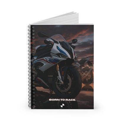 White Blue Red Spiral Notebook - 'Born to Race', ai