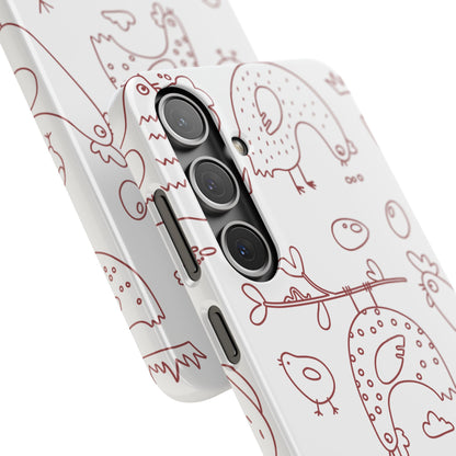 Whimsical Farmhouse Snap Cases, Cute Animal Phone Case, Chicken Design, Funny Gift for Bird Lovers, Quirky Art Mobile Cover