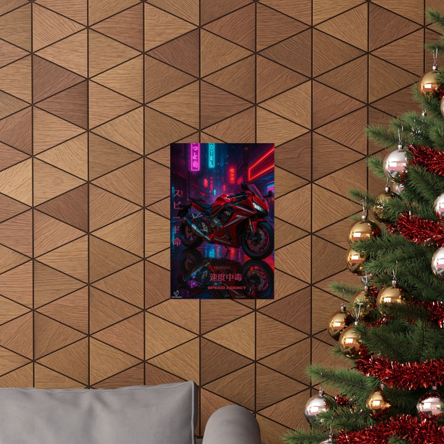Affiche verticale mate néon moto 650r - Speed ​​&amp; Velocity Art