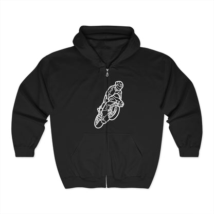 Motorcycle Rider Zip-Up Hoodie, Perfect for Bikers, Casual Wear, Personalized Gift, Cool Sports Apparel, Winter Layering