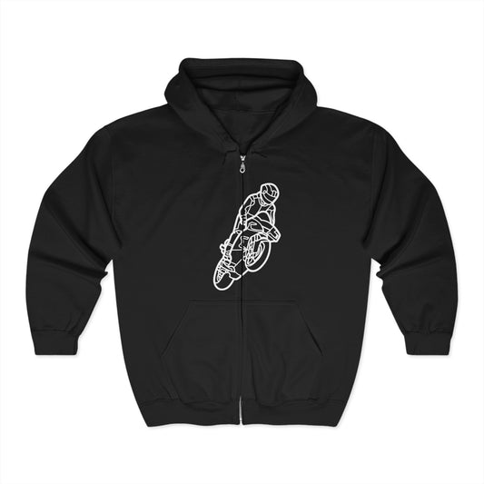 Motorcycle Rider Zip-Up Hoodie, Perfect for Bikers, Casual Wear, Personalized Gift, Cool Sports Apparel, Winter Layering