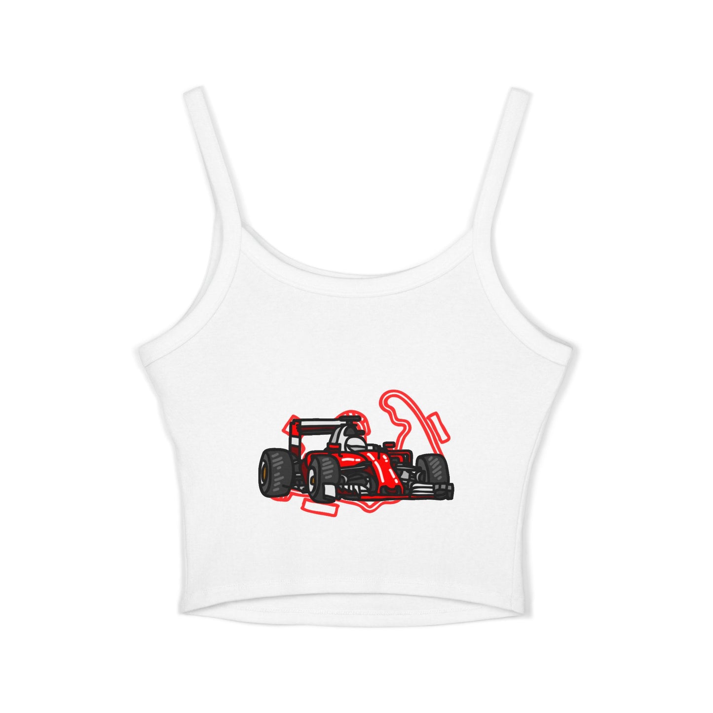 F1 Racing Women's Spaghetti Strap Tank Top, Sports Apparel, Motorsport Fans, Summer Wear, Gift for Car Lovers, Casual Style