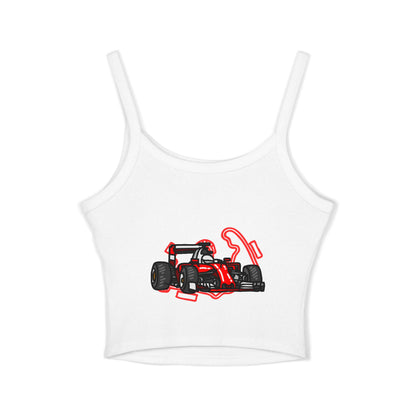 F1 Racing Women's Spaghetti Strap Tank Top, Sports Apparel, Motorsport Fans, Summer Wear, Gift for Car Lovers, Casual Style