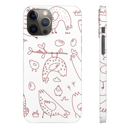 Whimsical Farmhouse Snap Cases, Cute Animal Phone Case, Chicken Design, Funny Gift for Bird Lovers, Quirky Art Mobile Cover