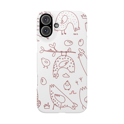 Whimsical Farmhouse Snap Cases, Cute Animal Phone Case, Chicken Design, Funny Gift for Bird Lovers, Quirky Art Mobile Cover