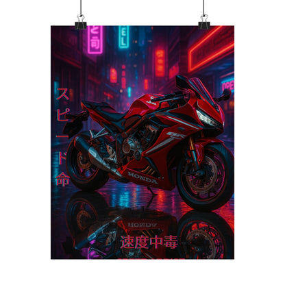Affiche verticale mate néon moto 650r - Speed ​​&amp; Velocity Art