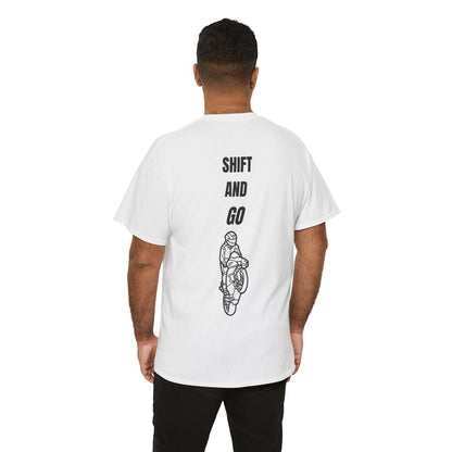 Motorcycle Adventure Tee - Shift and Go, Unisex Heavy Cotton T-Shirt, Biker Gift, Casual Wear, Motorbike Lover Apparel, Ride in Style