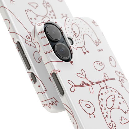 Whimsical Farmhouse Snap Cases, Cute Animal Phone Case, Chicken Design, Funny Gift for Bird Lovers, Quirky Art Mobile Cover