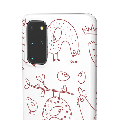 Whimsical Farmhouse Snap Cases, Cute Animal Phone Case, Chicken Design, Funny Gift for Bird Lovers, Quirky Art Mobile Cover