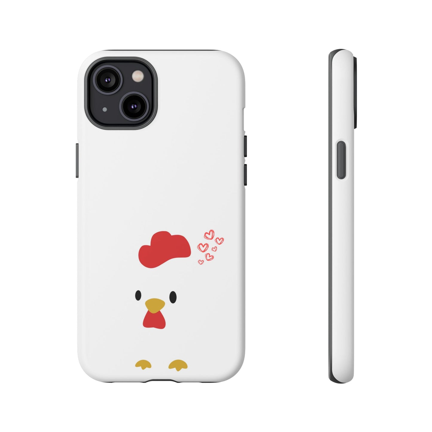 Cute Chicken Phone Case, Tough Cases for Animal Lovers, Valentine's Gift, Farmhouse Decor, Unique Mobile Accessories, Heart Design