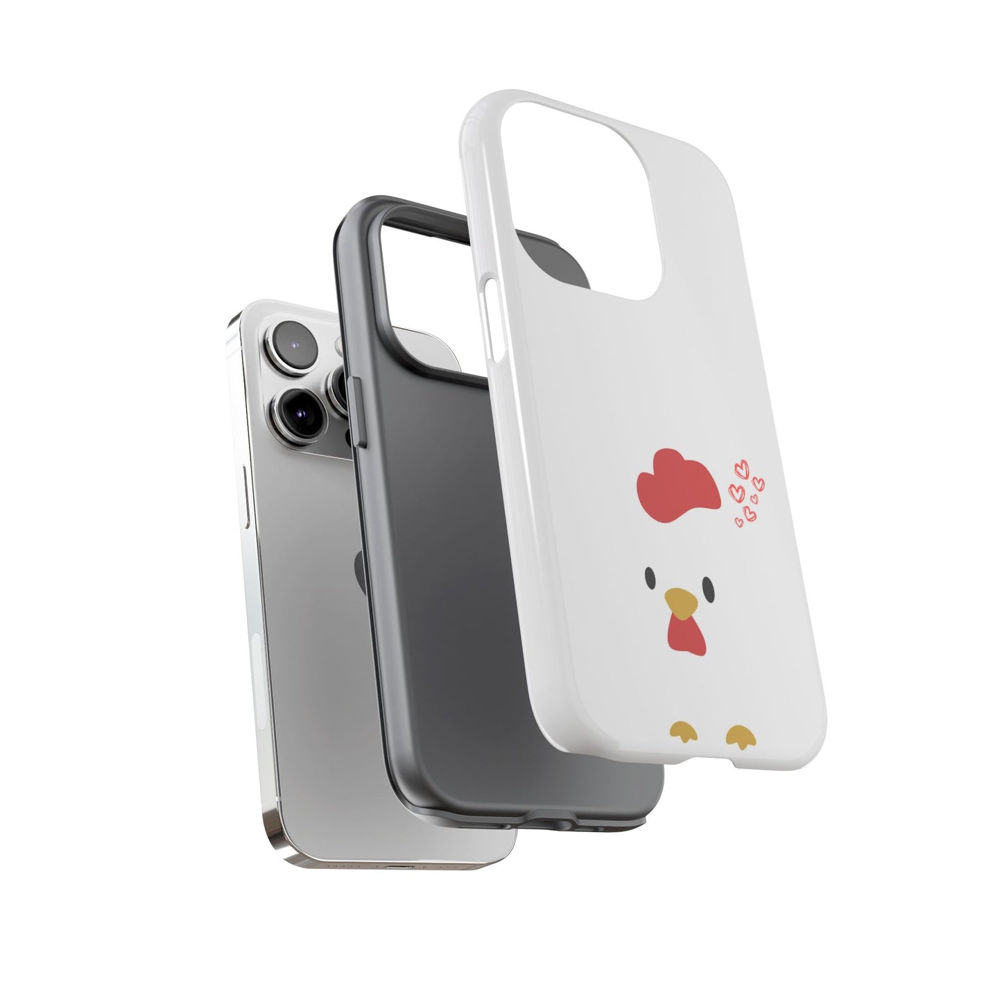 Cute Chicken Phone Case, Tough Cases for Animal Lovers, Valentine's Gift, Farmhouse Decor, Unique Mobile Accessories, Heart Design