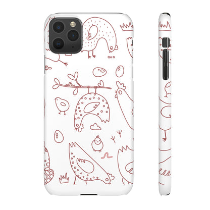 Whimsical Farmhouse Snap Cases, Cute Animal Phone Case, Chicken Design, Funny Gift for Bird Lovers, Quirky Art Mobile Cover