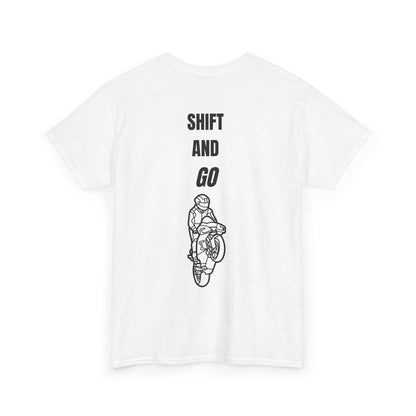 Motorcycle Adventure Tee - Shift and Go, Unisex Heavy Cotton T-Shirt, Biker Gift, Casual Wear, Motorbike Lover Apparel, Ride in Style