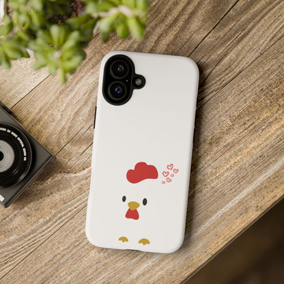 Cute Chicken Phone Case, Tough Cases for Animal Lovers, Valentine's Gift, Farmhouse Decor, Unique Mobile Accessories, Heart Design