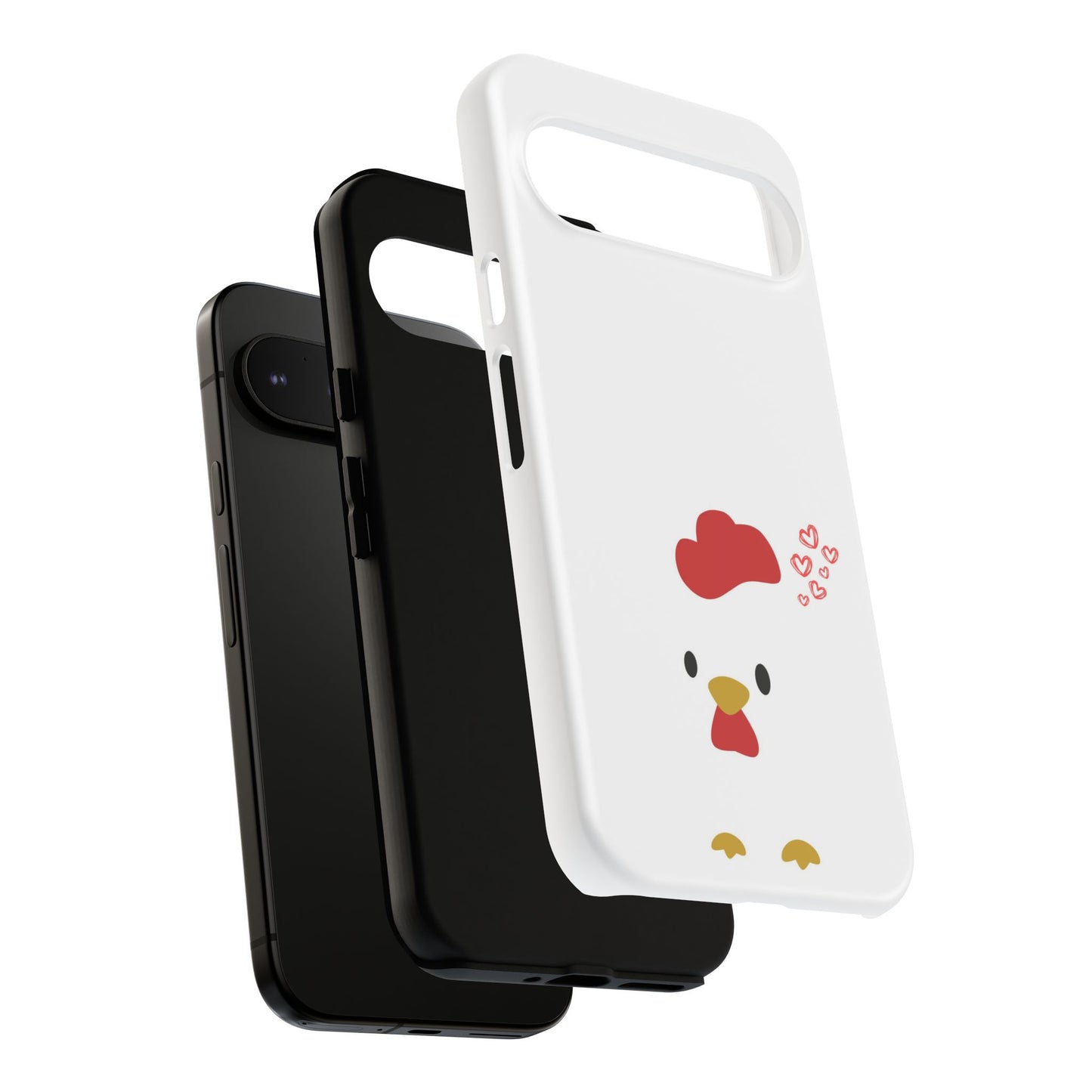 Cute Chicken Phone Case, Tough Cases for Animal Lovers, Valentine's Gift, Farmhouse Decor, Unique Mobile Accessories, Heart Design