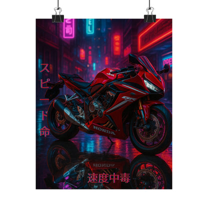 Affiche verticale mate néon moto 650r - Speed ​​&amp; Velocity Art