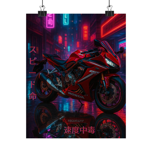 Affiche verticale mate néon moto 650r - Speed ​​&amp; Velocity Art