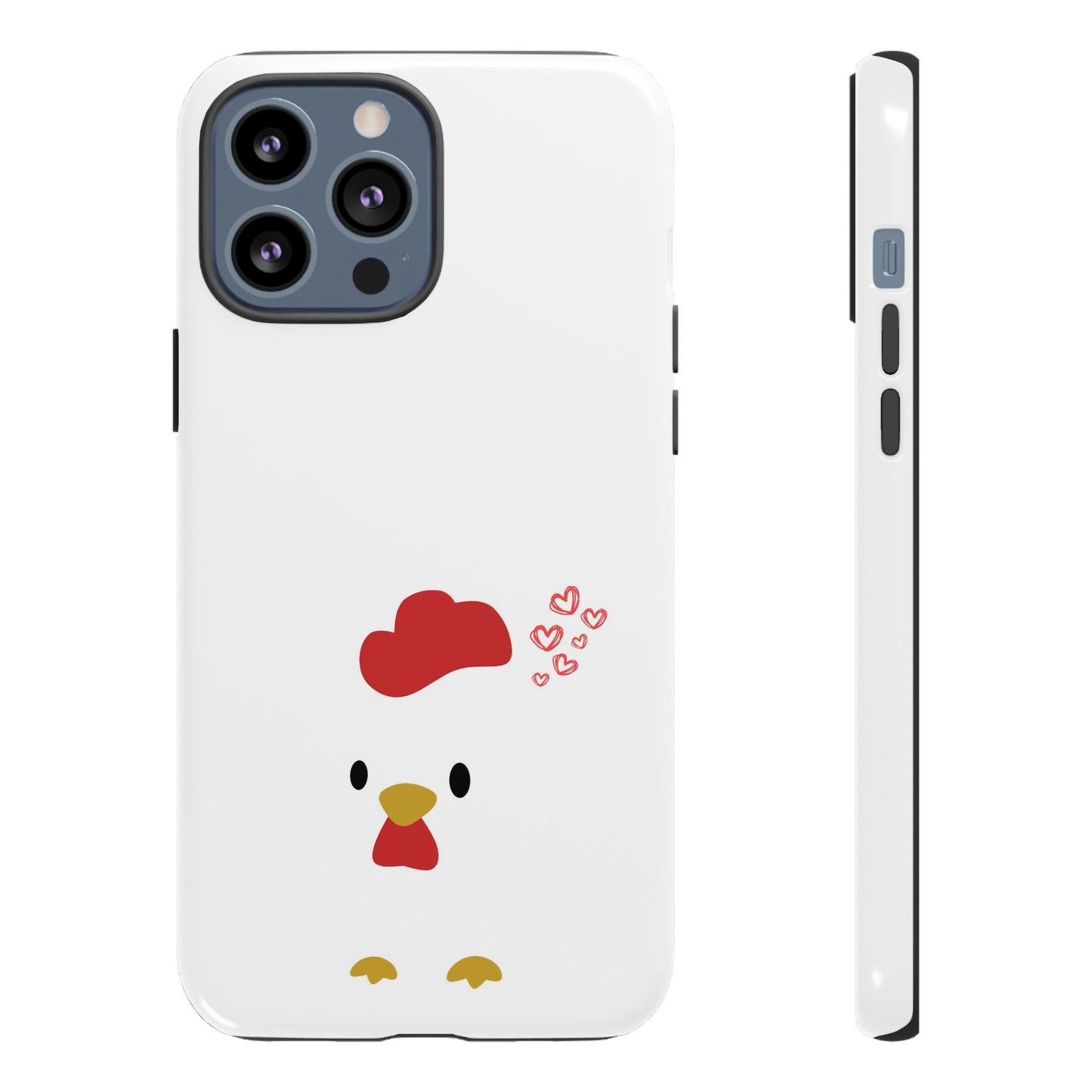Cute Chicken Phone Case, Tough Cases for Animal Lovers, Valentine's Gift, Farmhouse Decor, Unique Mobile Accessories, Heart Design