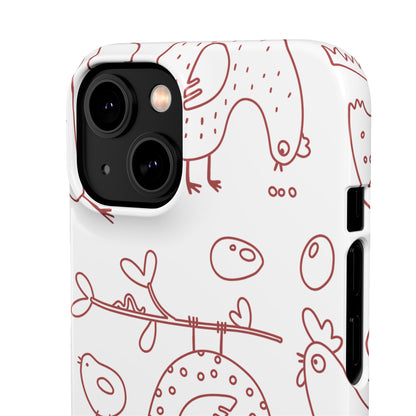 Whimsical Farmhouse Snap Cases, Cute Animal Phone Case, Chicken Design, Funny Gift for Bird Lovers, Quirky Art Mobile Cover