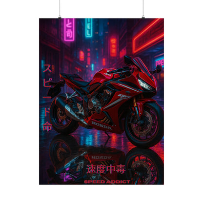 Affiche verticale mate néon moto 650r - Speed ​​&amp; Velocity Art