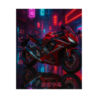 Affiche verticale mate néon moto 650r - Speed ​​&amp; Velocity Art
