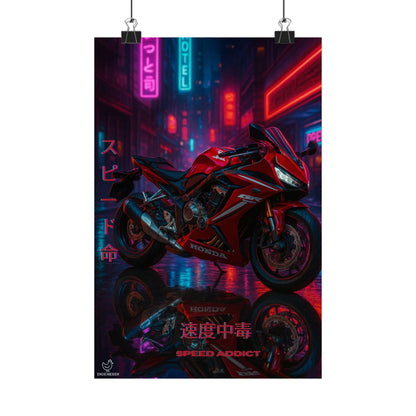 Affiche verticale mate néon moto 650r - Speed ​​&amp; Velocity Art
