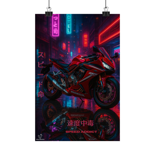 Affiche verticale mate néon moto 650r - Speed ​​&amp; Velocity Art