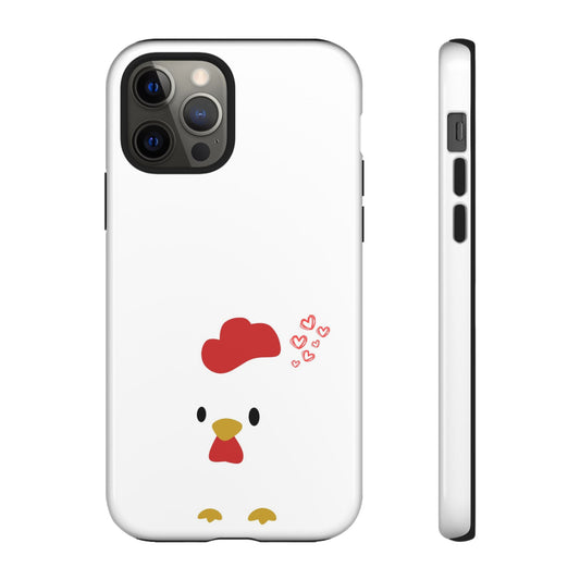 Cute Chicken Phone Case, Tough Cases for Animal Lovers, Valentine's Gift, Farmhouse Decor, Unique Mobile Accessories, Heart Design