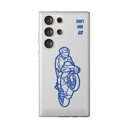 Motorcycle Flexi Cases - Shift and Go Design, Biker Gift, Phone Accessory, Sporty Case, Riding Enthusiast