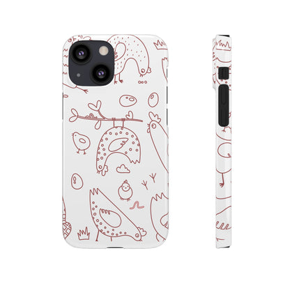 Whimsical Farmhouse Snap Cases, Cute Animal Phone Case, Chicken Design, Funny Gift for Bird Lovers, Quirky Art Mobile Cover