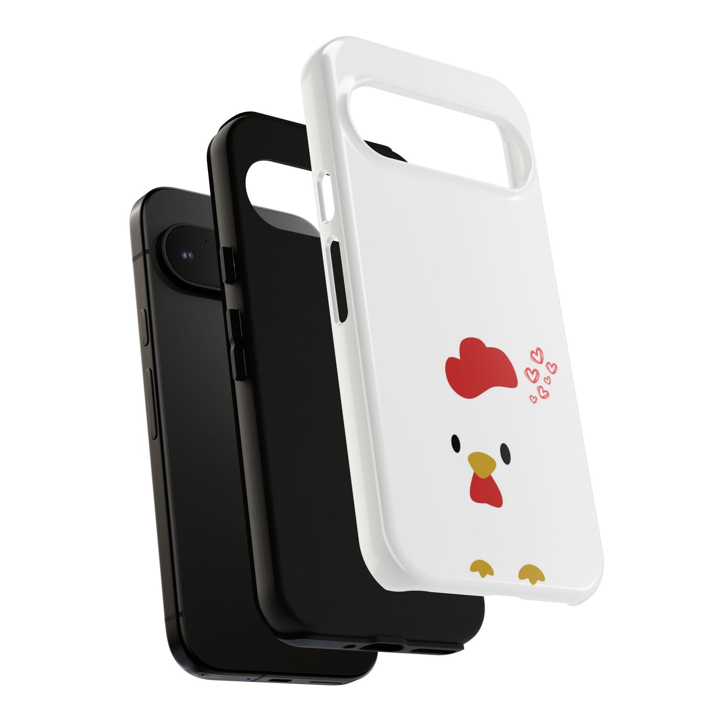 Cute Chicken Phone Case, Tough Cases for Animal Lovers, Valentine's Gift, Farmhouse Decor, Unique Mobile Accessories, Heart Design
