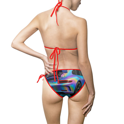 Colorful Porsche Inspired Holo Design Women's Bikini Swimsuit - Perfect for Summer & Beach Days