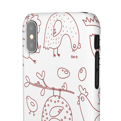 Whimsical Farmhouse Snap Cases, Cute Animal Phone Case, Chicken Design, Funny Gift for Bird Lovers, Quirky Art Mobile Cover