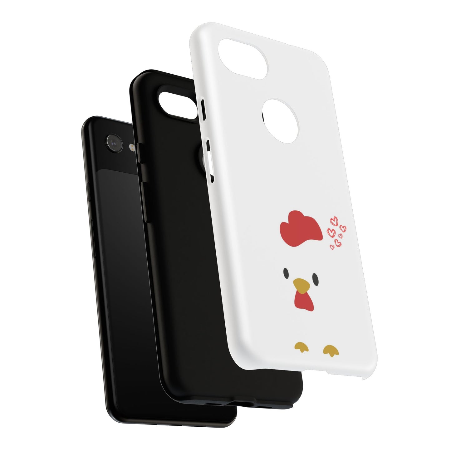 Cute Chicken Phone Case, Tough Cases for Animal Lovers, Valentine's Gift, Farmhouse Decor, Unique Mobile Accessories, Heart Design