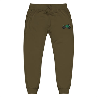 Kawasaki inspired Motorcycle Embroidered Unisex Fleece Sweatpants - Cozy & Stylish Activewear