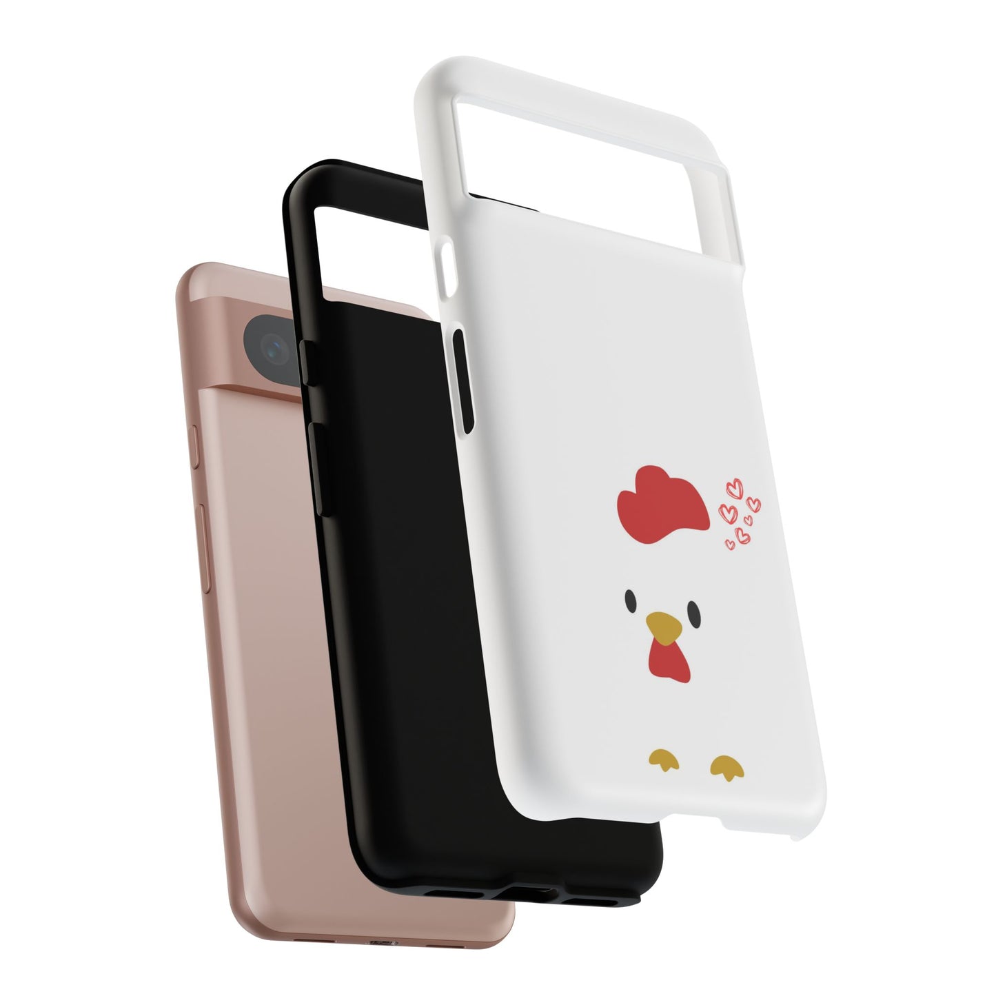 Cute Chicken Phone Case, Tough Cases for Animal Lovers, Valentine's Gift, Farmhouse Decor, Unique Mobile Accessories, Heart Design