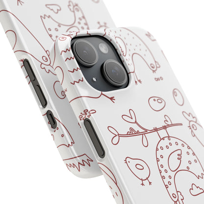 Whimsical Farmhouse Snap Cases, Cute Animal Phone Case, Chicken Design, Funny Gift for Bird Lovers, Quirky Art Mobile Cover
